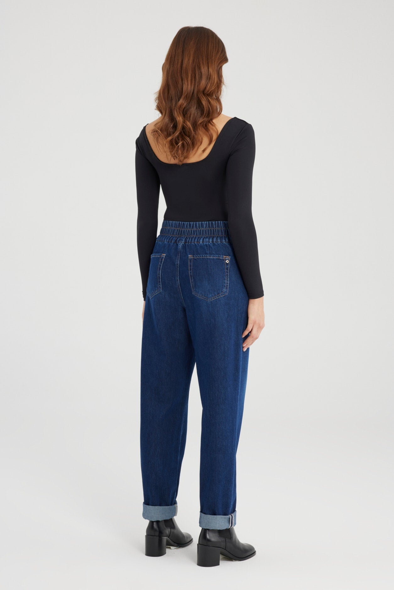 COJ jeans blauw Jasmin model Balloon fit high waist cropped lengte dark blue