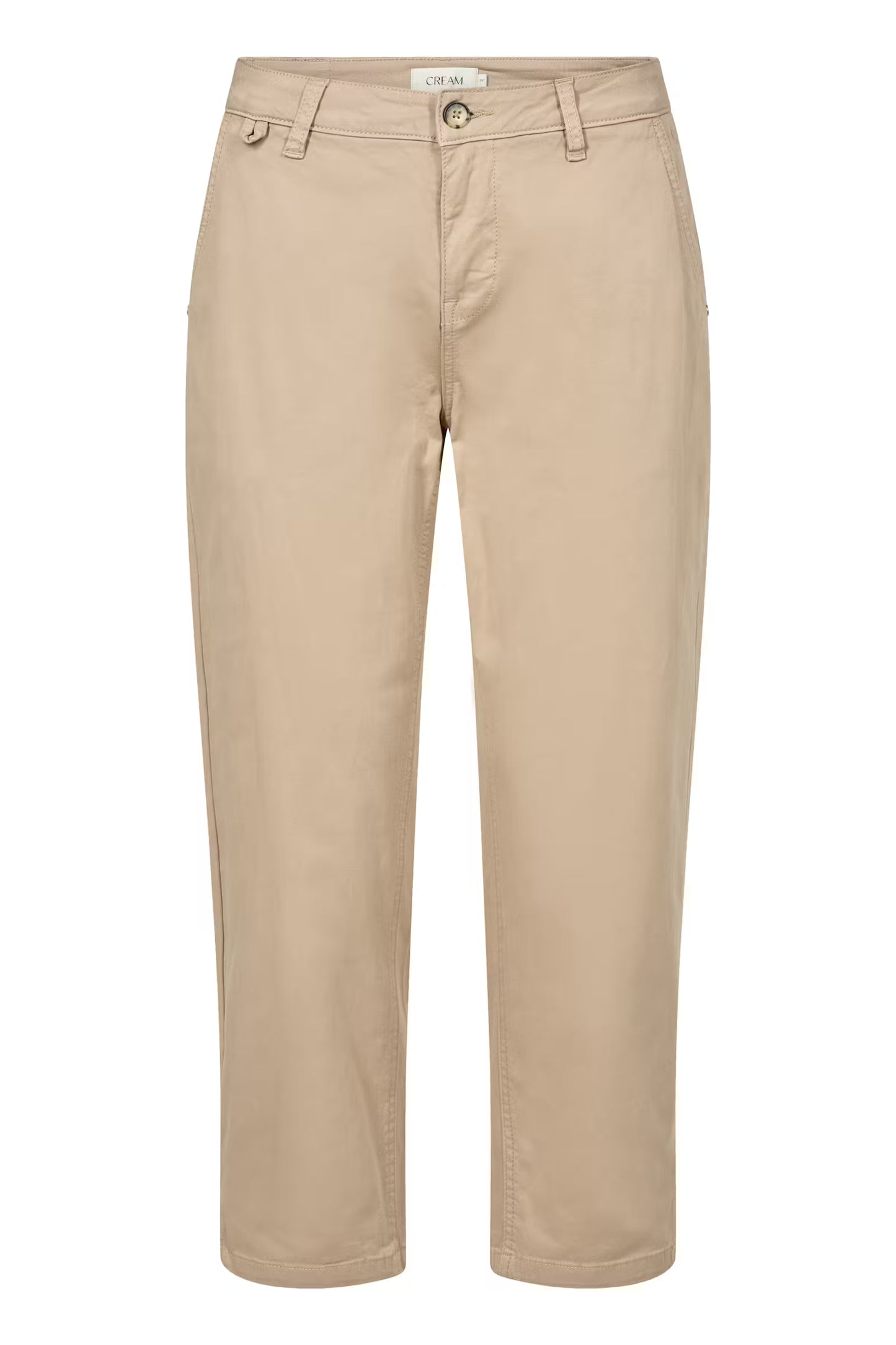 Cream capri twill broekje bruin camel  model CRberta tuffet
