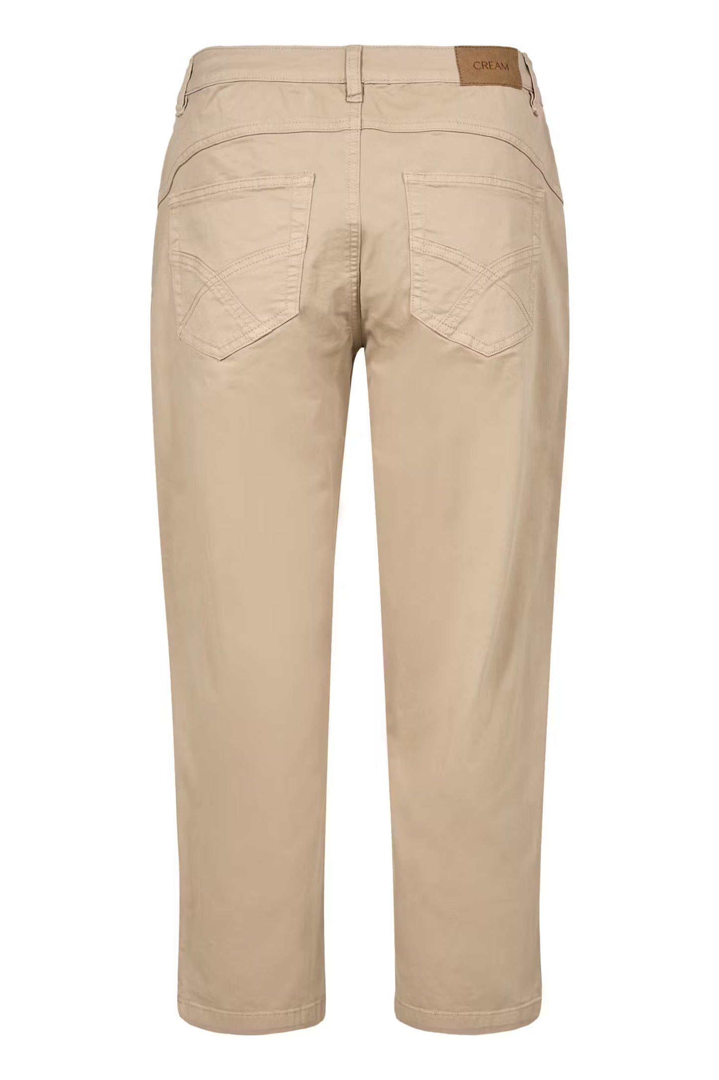 Cream capri twill broekje bruin camel  model CRberta tuffet