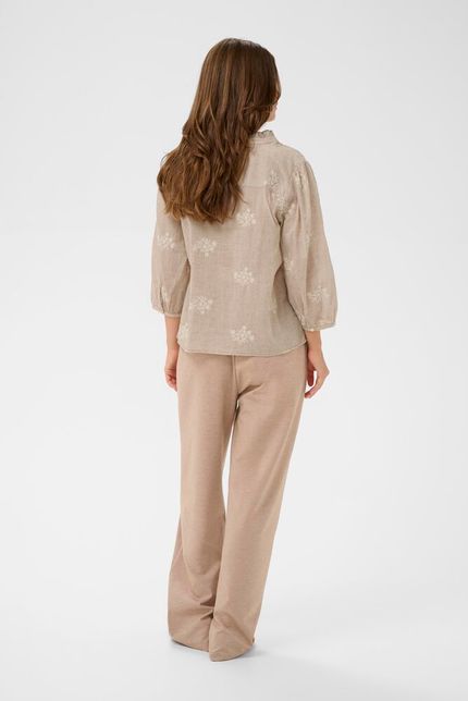 Cream blouse bruin met wit gestreept en borduursel detail model CRkorey 10614966