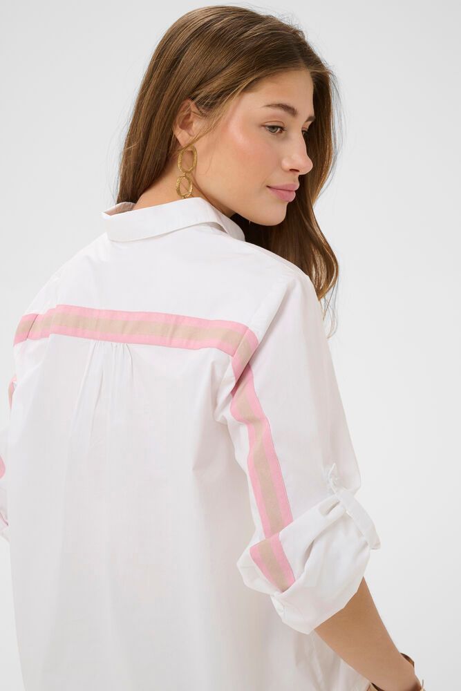 Cream blouse offwhite met roze streep model CRestela short shirt