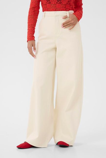 Cream broek wide leg zandkleur lengte 30 model CRvisti twill pant natural sand