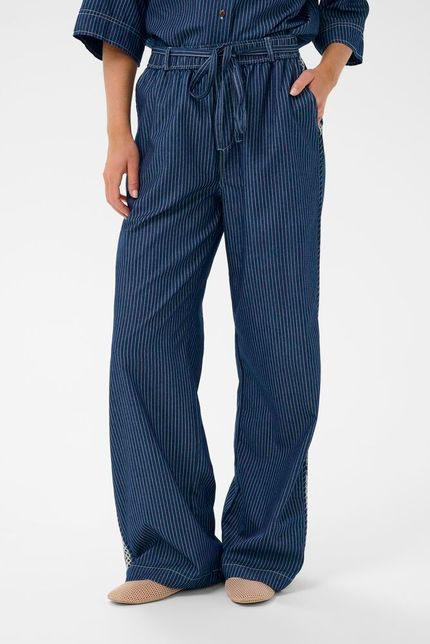 Cream broek denim navy pinstripe model CRagatepant rossland