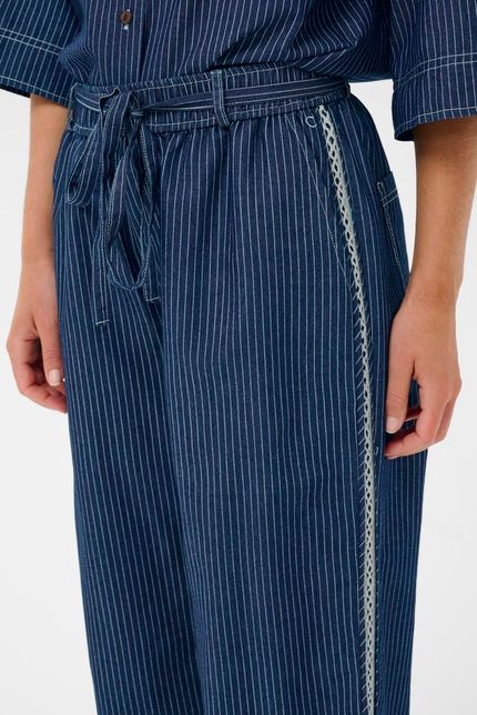 Cream broek denim navy pinstripe model CRagatepant rossland