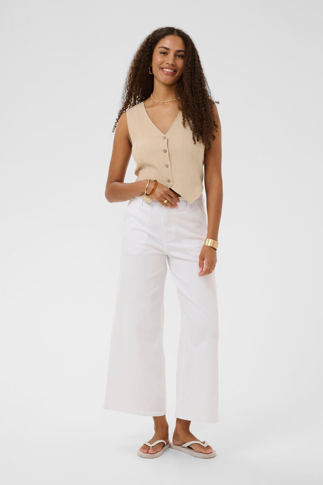 Cream gilet CRalva top travertine melange nature