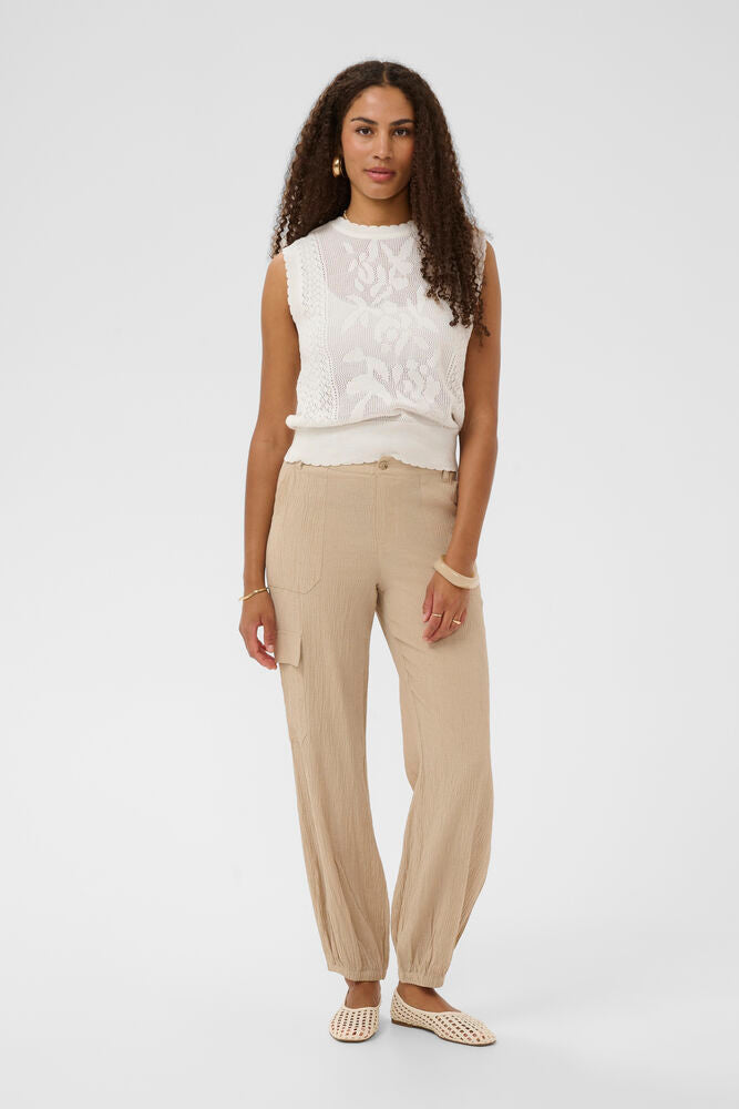 Cream broek beige model CRalva travertine melange 