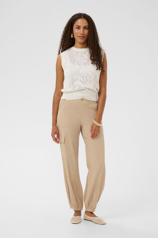 Cream broek beige model CRalva travertine melange 