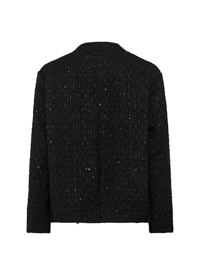 Cream jasje zwart tweed met pailetten detail model CRcracker jacket pitch black