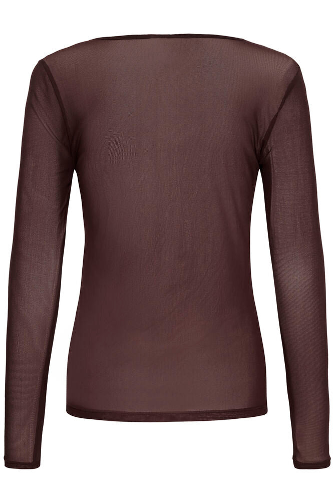 Cream longsleeve mesh bordeaux rood model CRdora Fudge