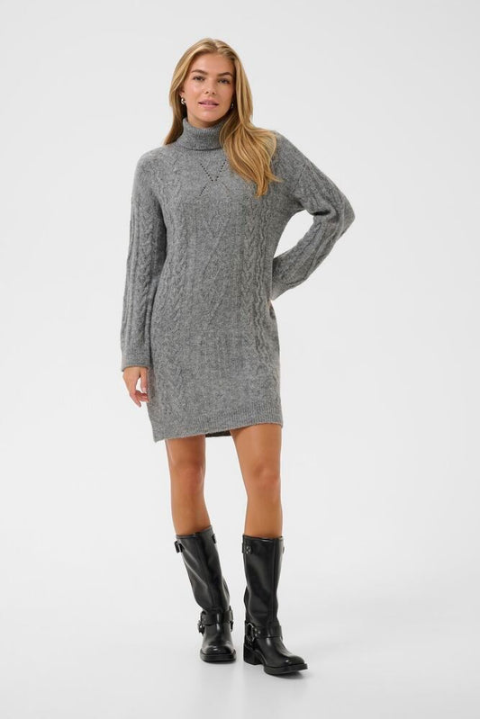 Cream jurk gebreid grijs loose fit model CRskie grey melange