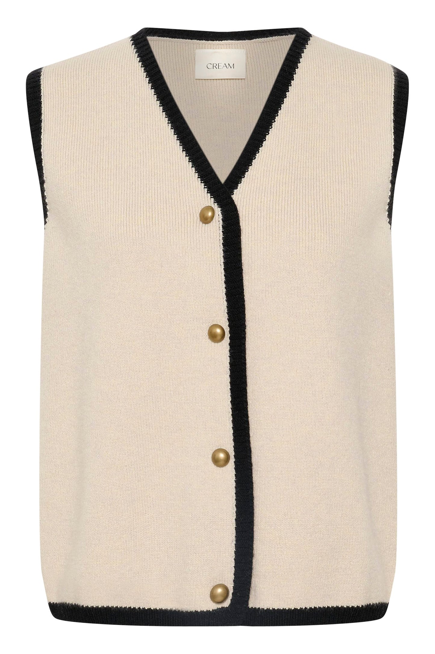 Cream gilet zandkleur met zwart detail model Ancient CrTiffi vest