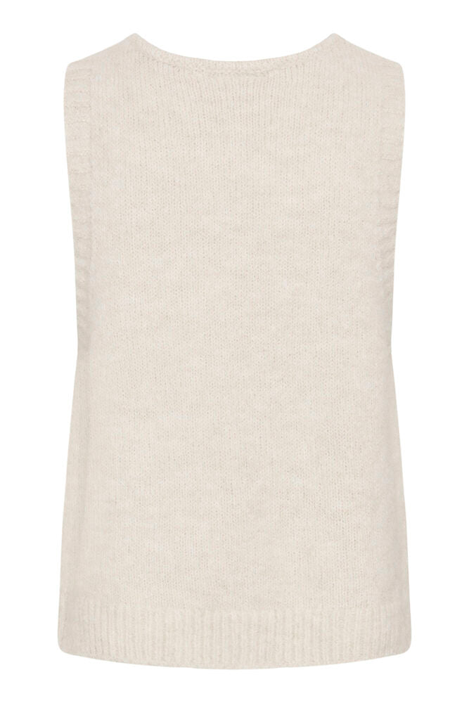 Cream gilet spencer zandkleur model CRCladine Knit Slipover oatmeal