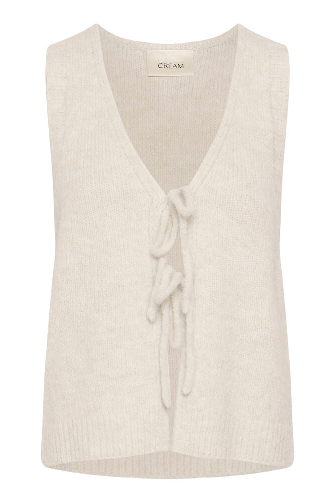 Cream gilet spencer zandkleur model CRCladine Knit Slipover oatmeal
