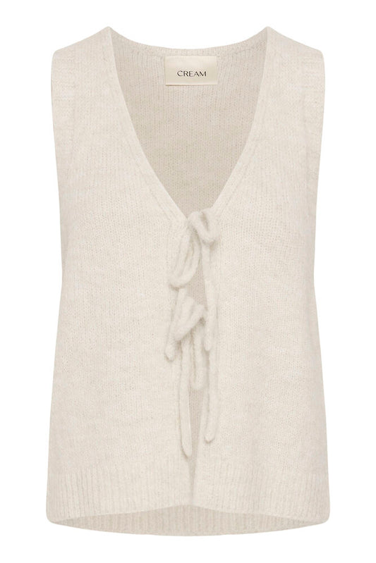 Cream gilet spencer zandkleur model CRCladine Knit Slipover oatmeal