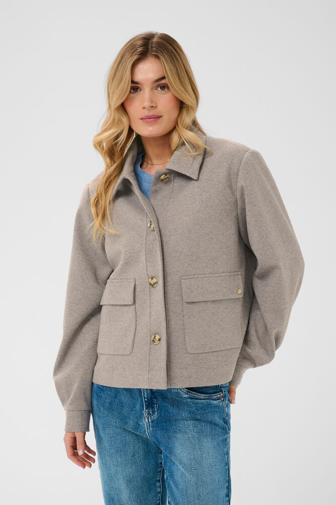 Cream jas zandkleur licht bruin model CRjaze short coat jacket brown lentil melange