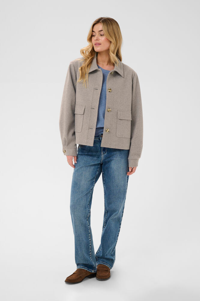 Cream jas zandkleur licht bruin model CRjaze short coat jacket brown lentil melange