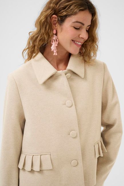 Cream jasje beige gemeleerd model CRcessie short coat savannah tan melange