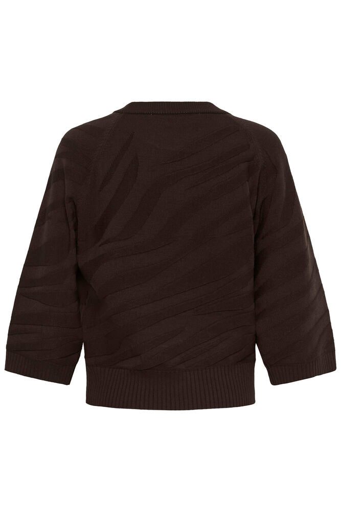Cream trui donker bruin driekwart mouw model CRdela knit pullover java