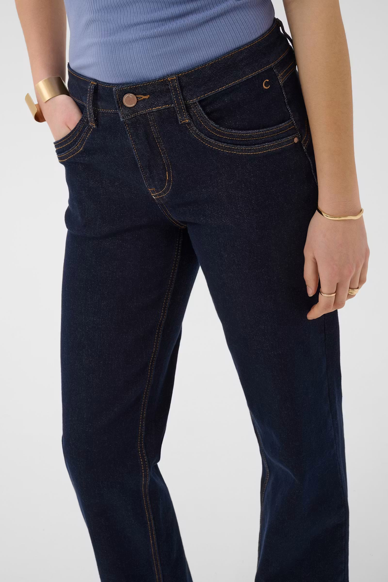 Cream jeans donker blauw model CRlone straight leg cape breton rinse blue