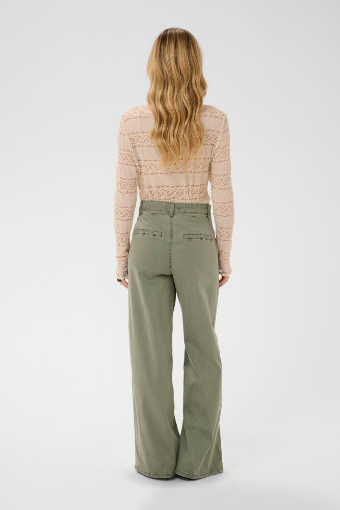 Cream jeans groen wide leg model CRvisti colored denim pant mulled basil