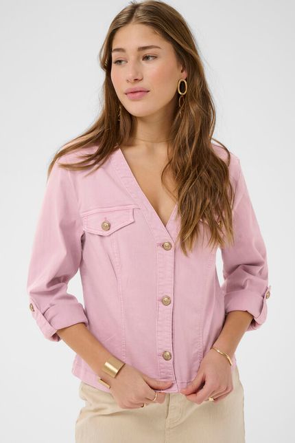 Cream denim jasje licht roze model CRvisti colored jacket pink nectar