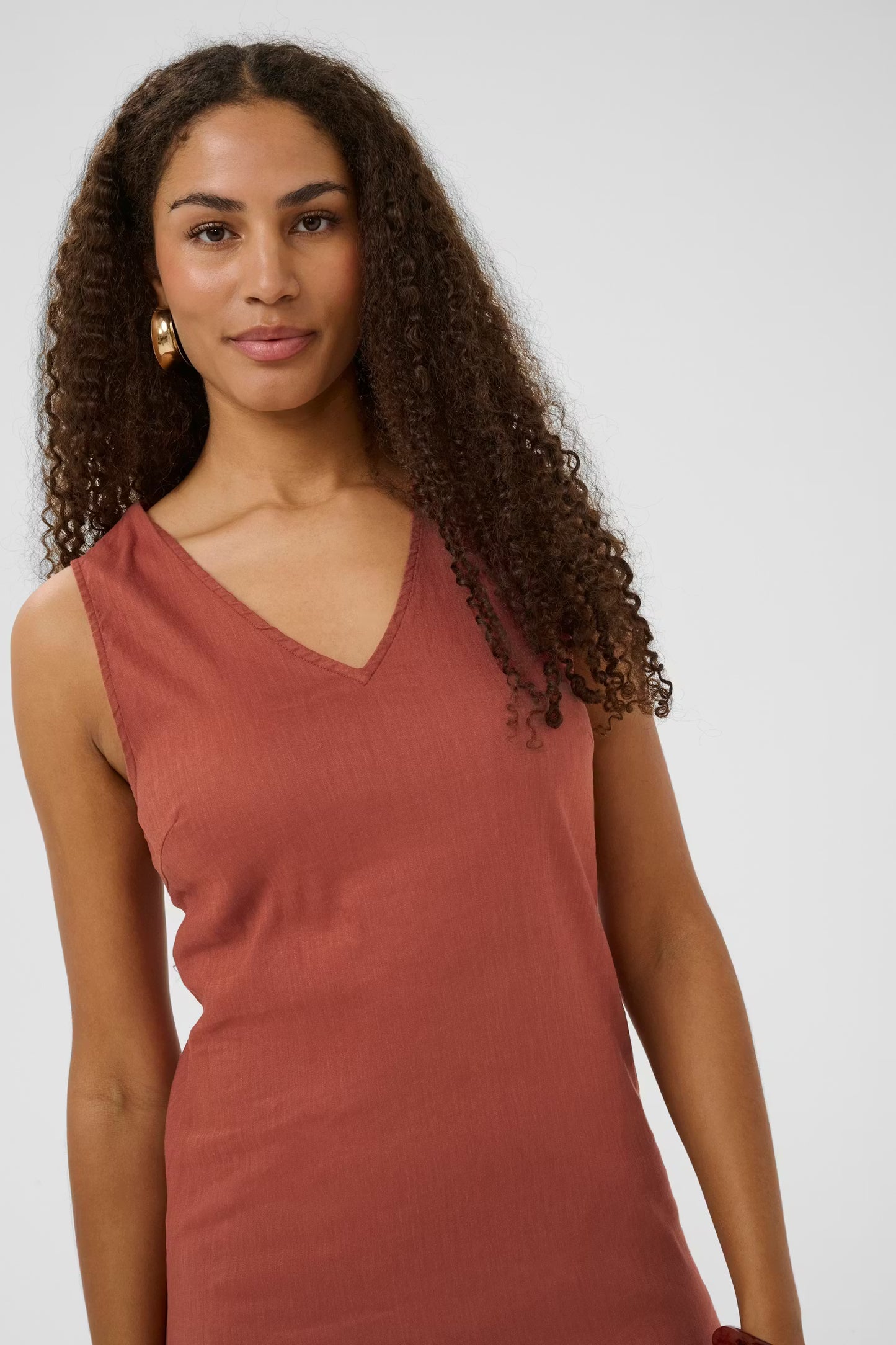Cream jurk roest bruin mouwloos model CRjune dress brandy snifter