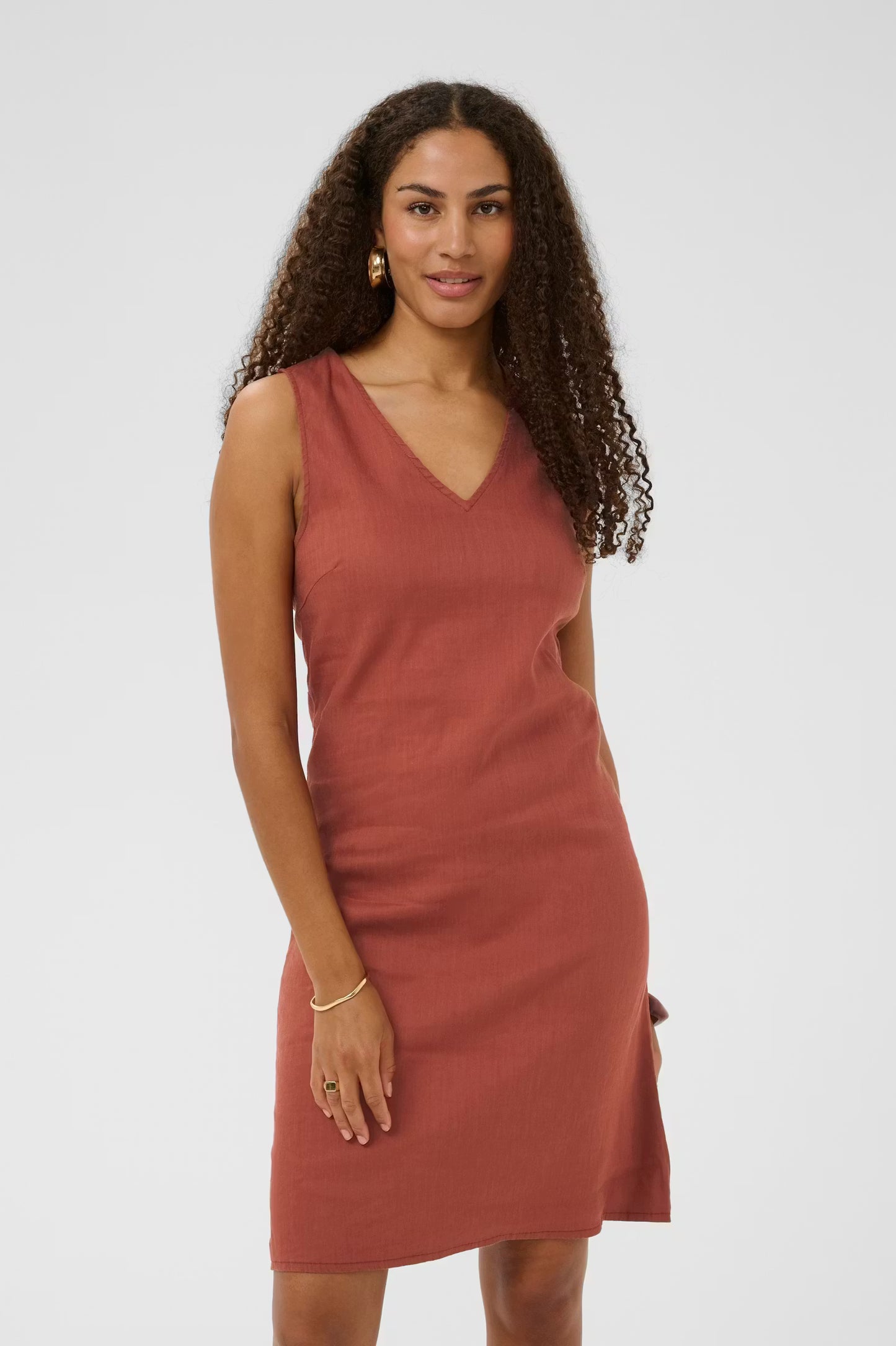 Cream jurk roest bruin mouwloos model CRjune dress brandy snifter
