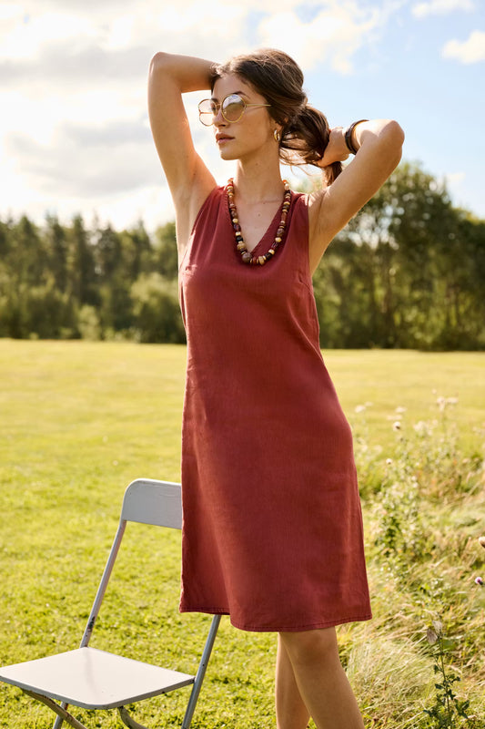 Cream jurk roest bruin mouwloos model CRjune dress brandy snifter