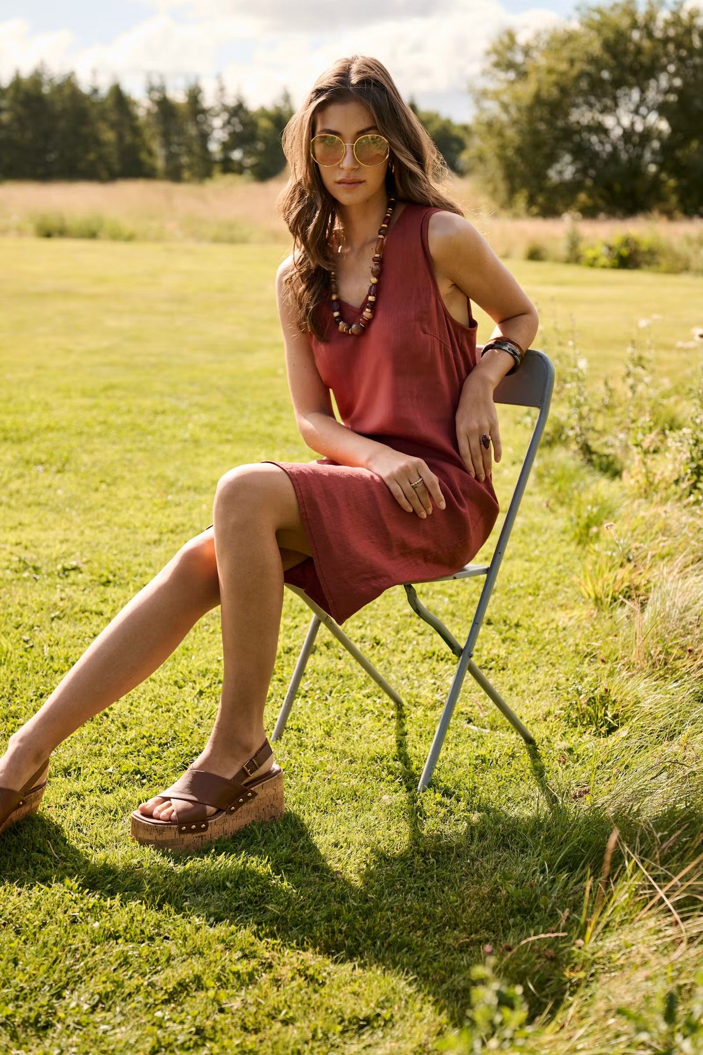 Cream jurk roest bruin mouwloos model CRjune dress brandy snifter