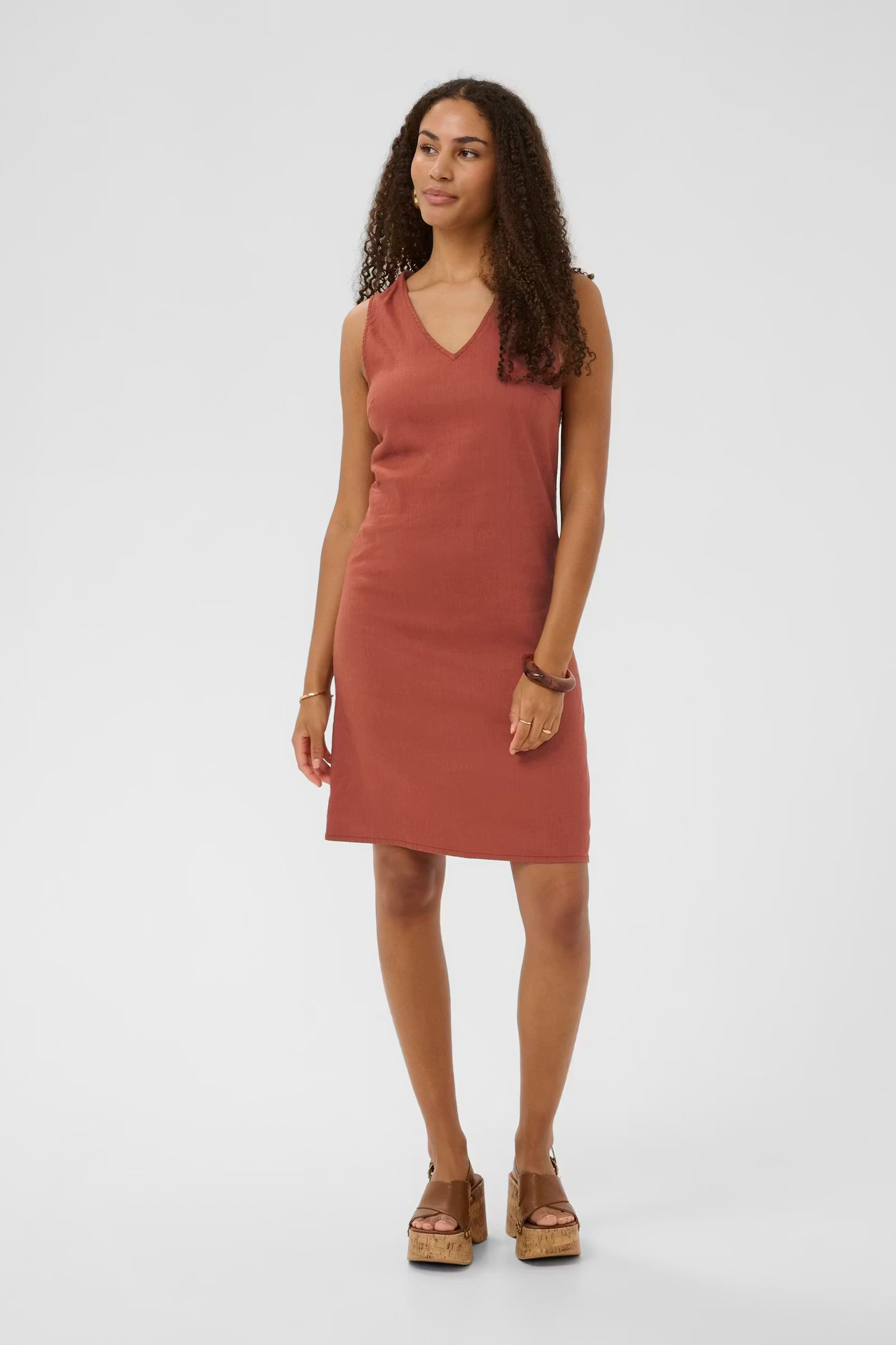 Cream jurk roest bruin mouwloos model CRjune dress brandy snifter