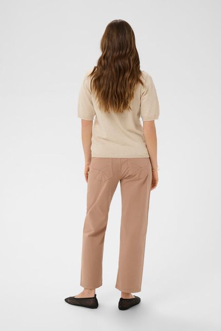 Cream polo beige model CRhanne knit polo oatmeal