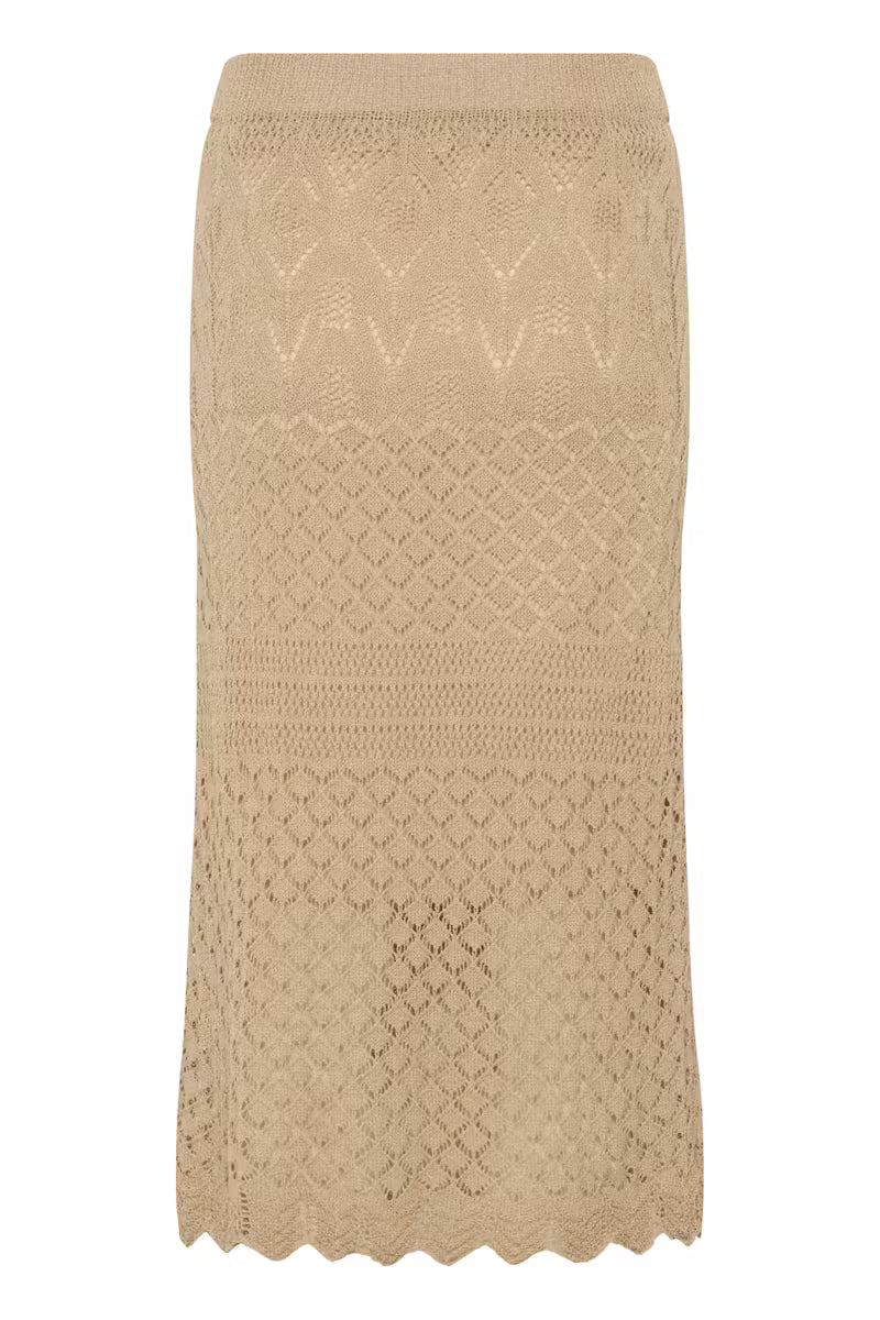 Cream rok zandkleur crochet gehaakt model CRSebija light amphora midi 