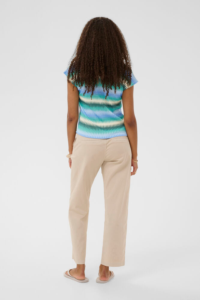 Cream top blauwe print model CRdelfina zig zag missoni