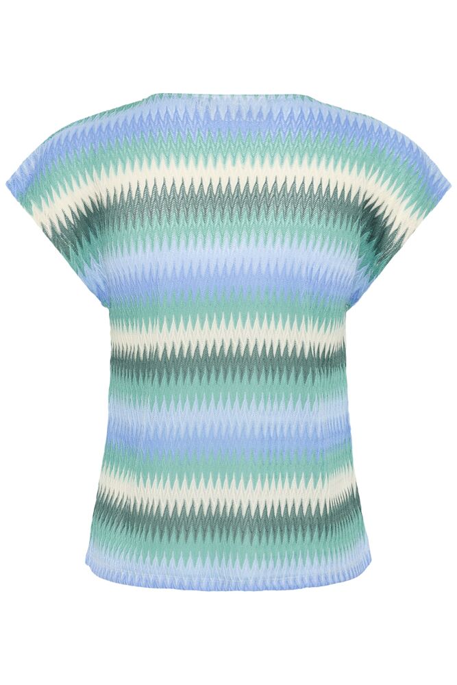 Cream top blauwe print model CRdelfina zig zag missoni