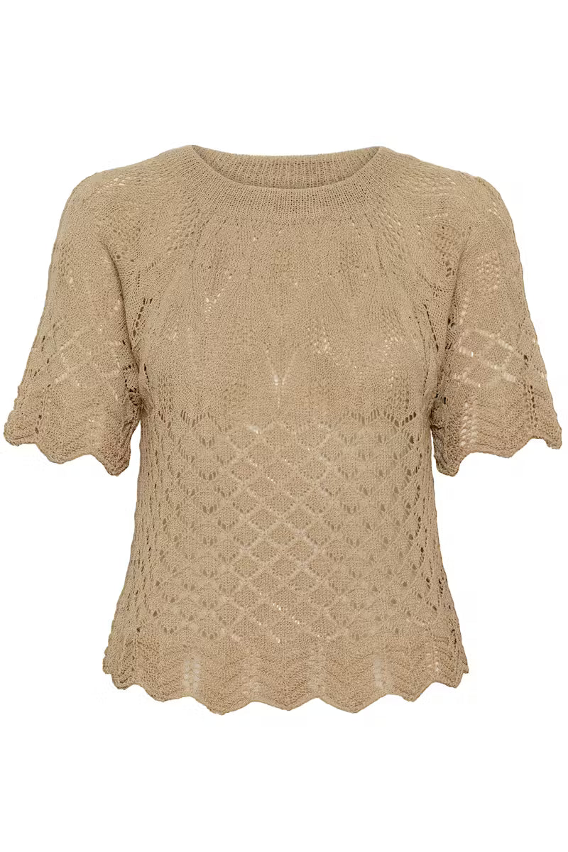 Cream top gehaakt crochet zandkleur model CRSevija blouse light amphora