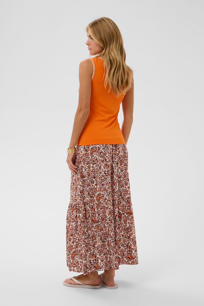 Cream top oranje met beige detail hals model CRribba celosia orange