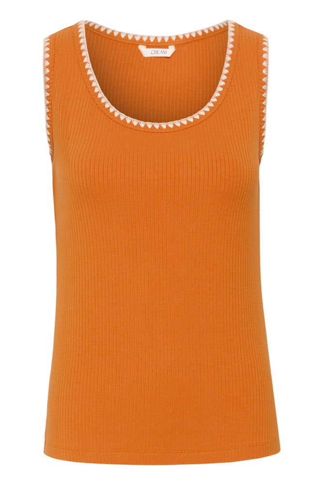 Cream top oranje met beige detail hals model CRribba celosia orange