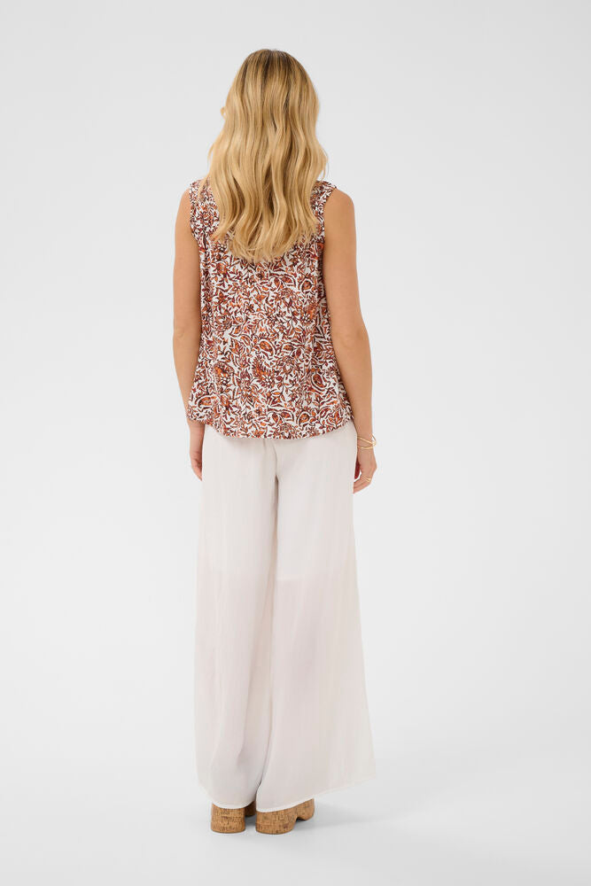Cream top oranje print model CRTiah orange saraza flower
