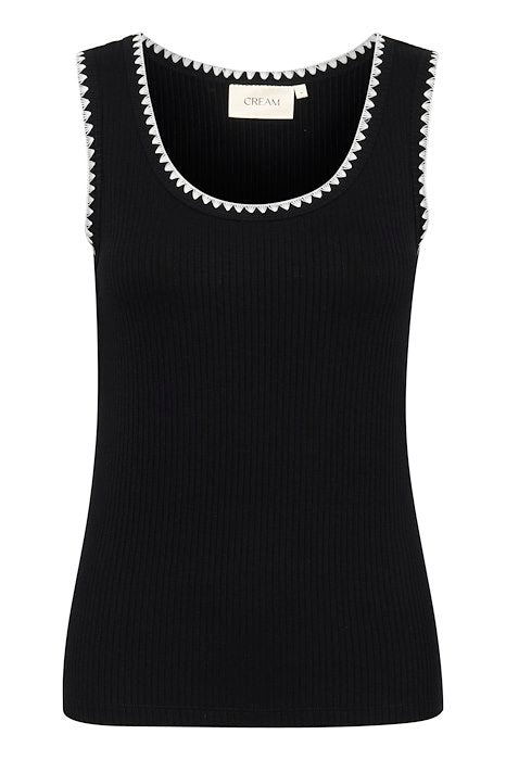 Cream top zwart met wit stiksel model CRribba black