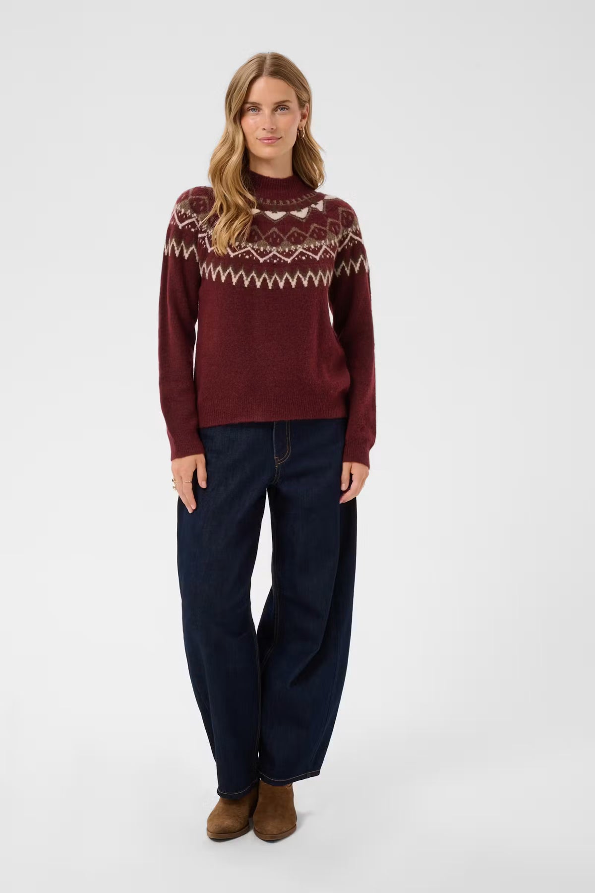 Cream trui bordeaux rood noorse print model CRcherrie pullover carbernet island
