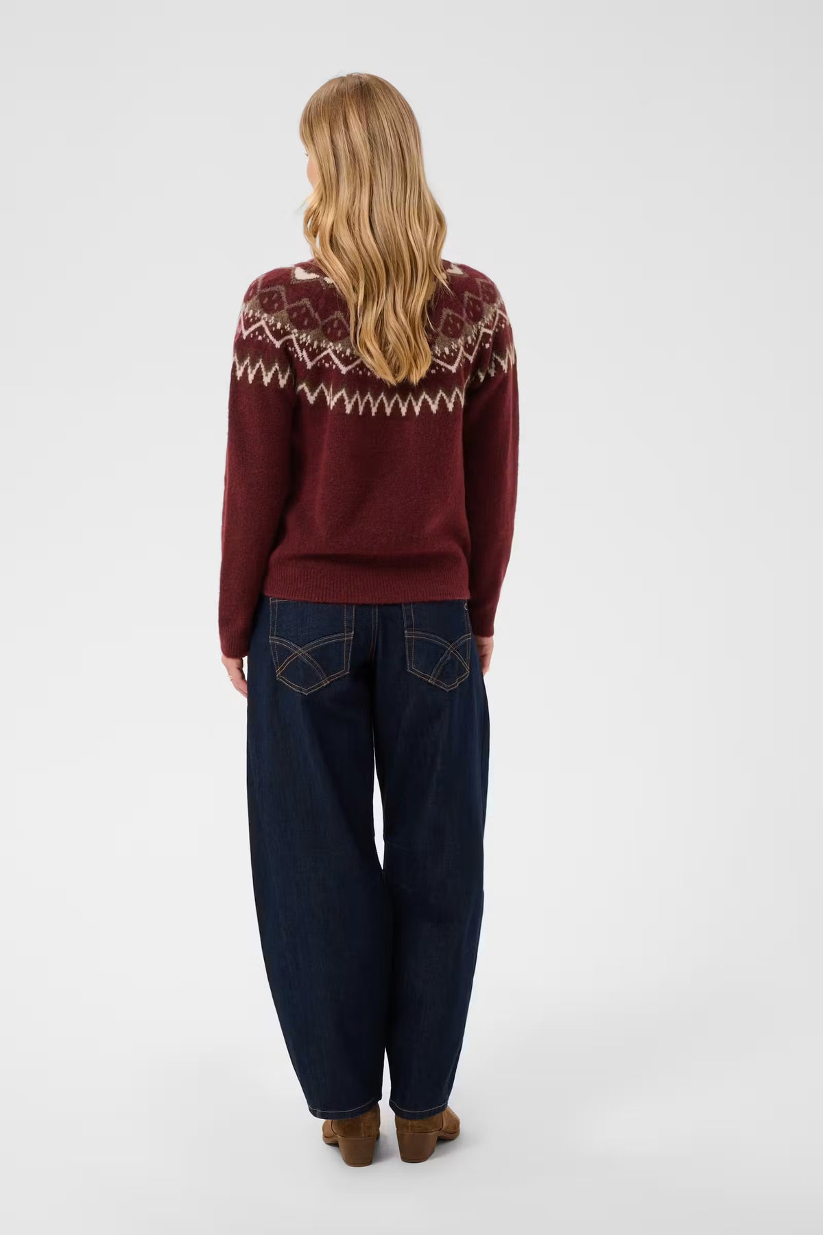 Cream trui bordeaux rood noorse print model CRcherrie pullover carbernet island