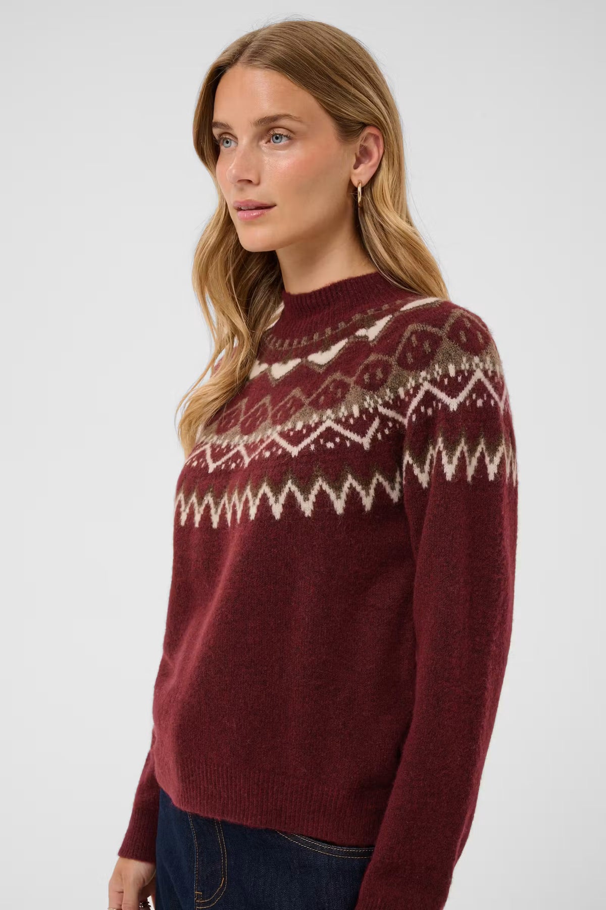 Cream trui bordeaux rood noorse print model CRcherrie pullover carbernet island
