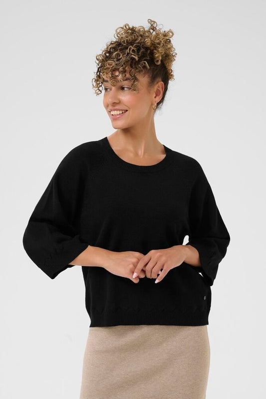 Cream trui zwart driekwart mouw model CRdela black deep