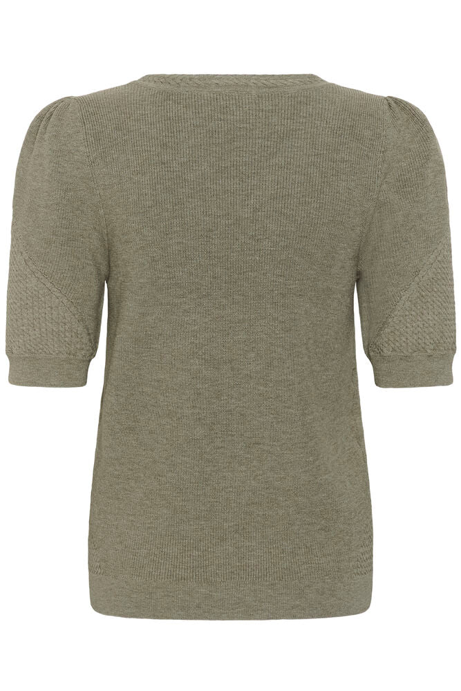 Cream trui met kortem ouw groen model CRdela knit blouse Mulled basil melange