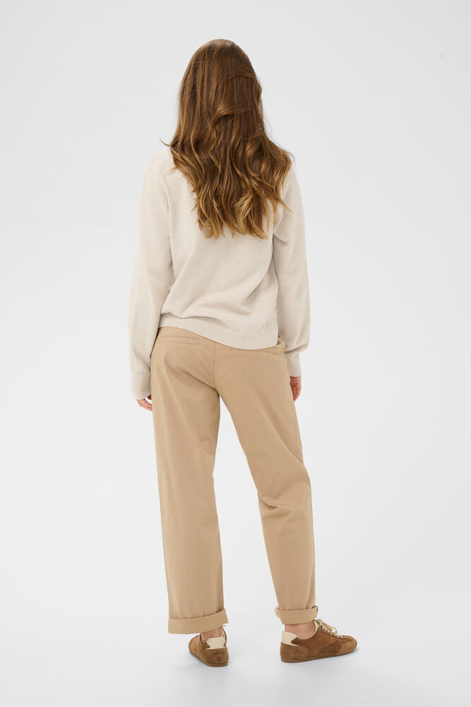 Cream trui beige zandkleur model CRdela knit pullover oat melange 