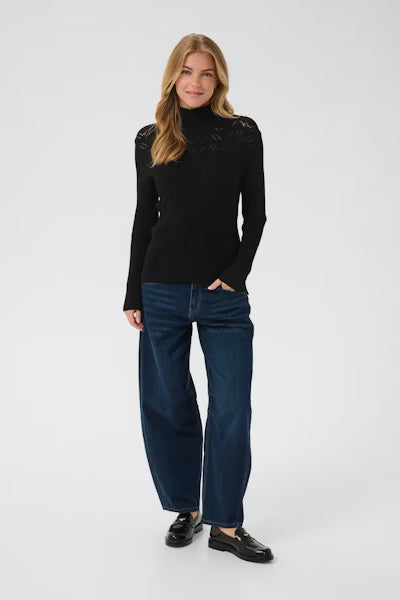 Cream trui zwart slimfit CRdela rollneck pullover pitch black