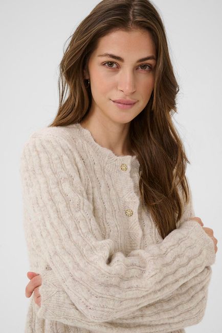 Cream vest beige model CRjunah cardigan oat melange