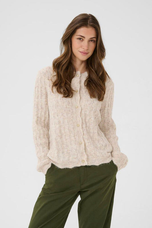 Cream vest beige model CRjunah cardigan oat melange