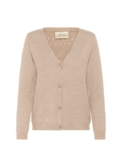 Cream vest beige model CRdela cardigan cobblestone melange