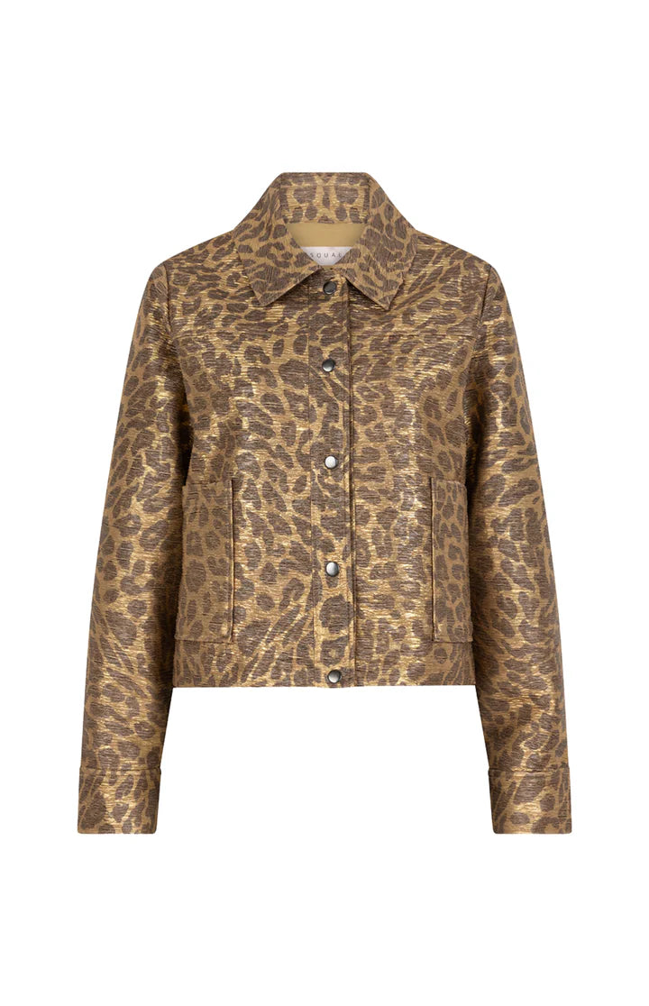 Esqualo jasje leopard bruin print model Jacket golden olive F25.19513